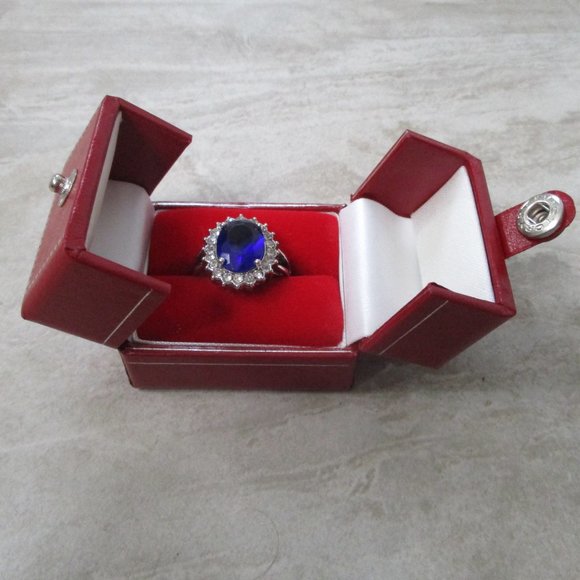 Blue Sapphire Cocktail Ring 6.5 - Picture 7 of 16